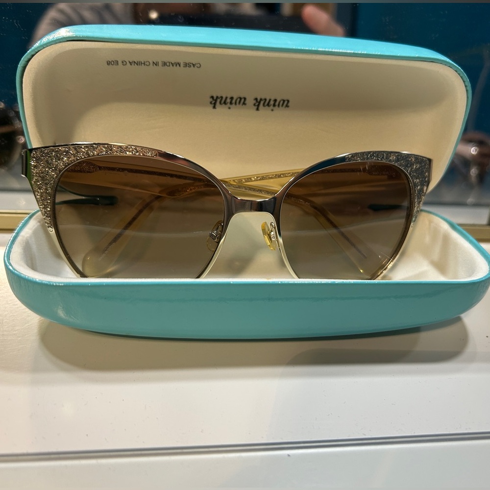 kate spade Glitter Top Cat Eye Sunglasses with Brown Gradient Lenses